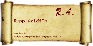 Rupp Arián névjegykártya